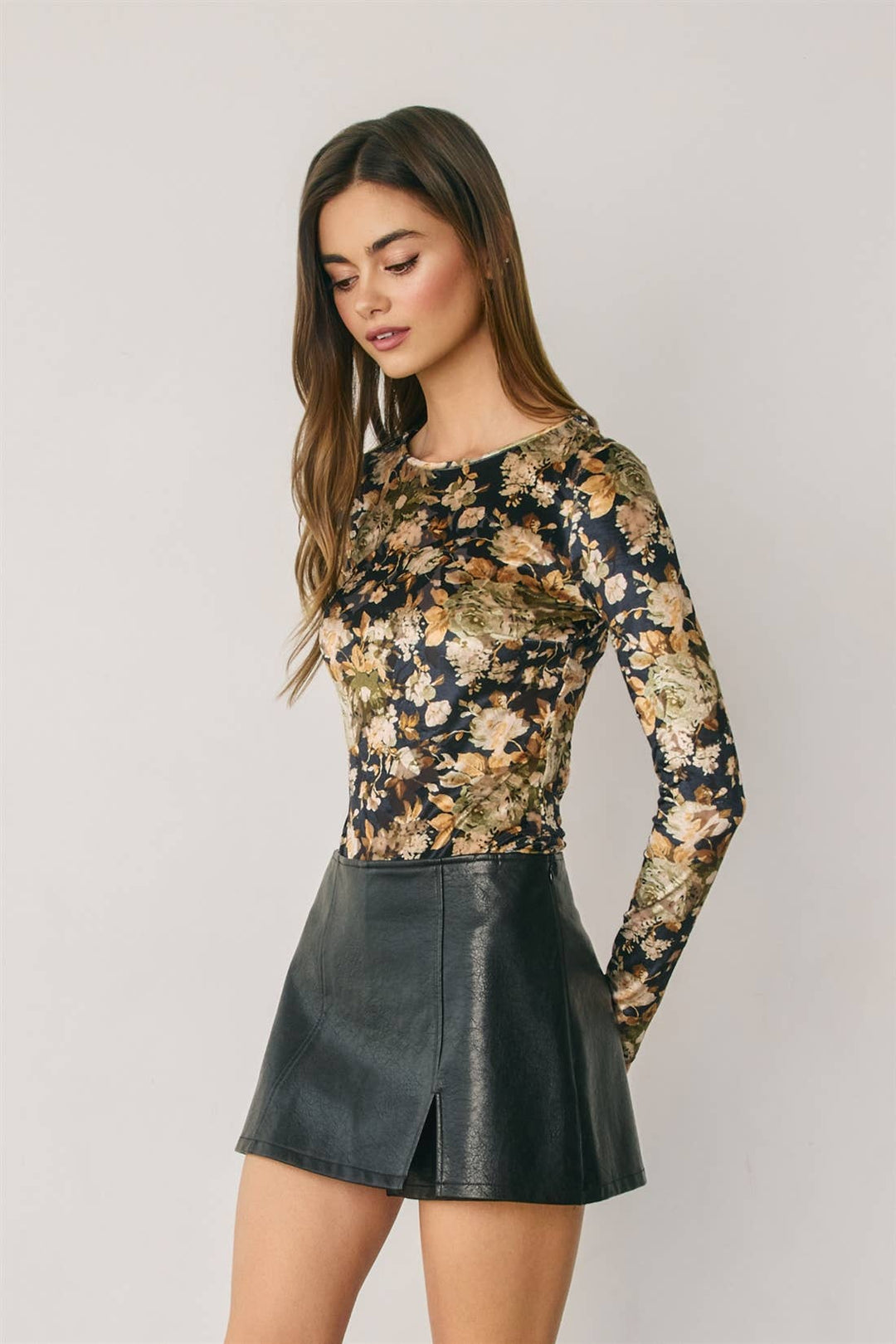 Vintage Floral Velvet Bodysuit