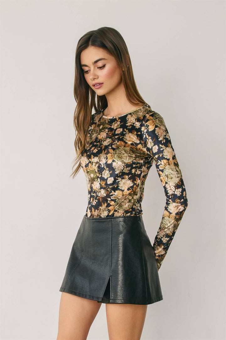 Vintage Floral Velvet Bodysuit