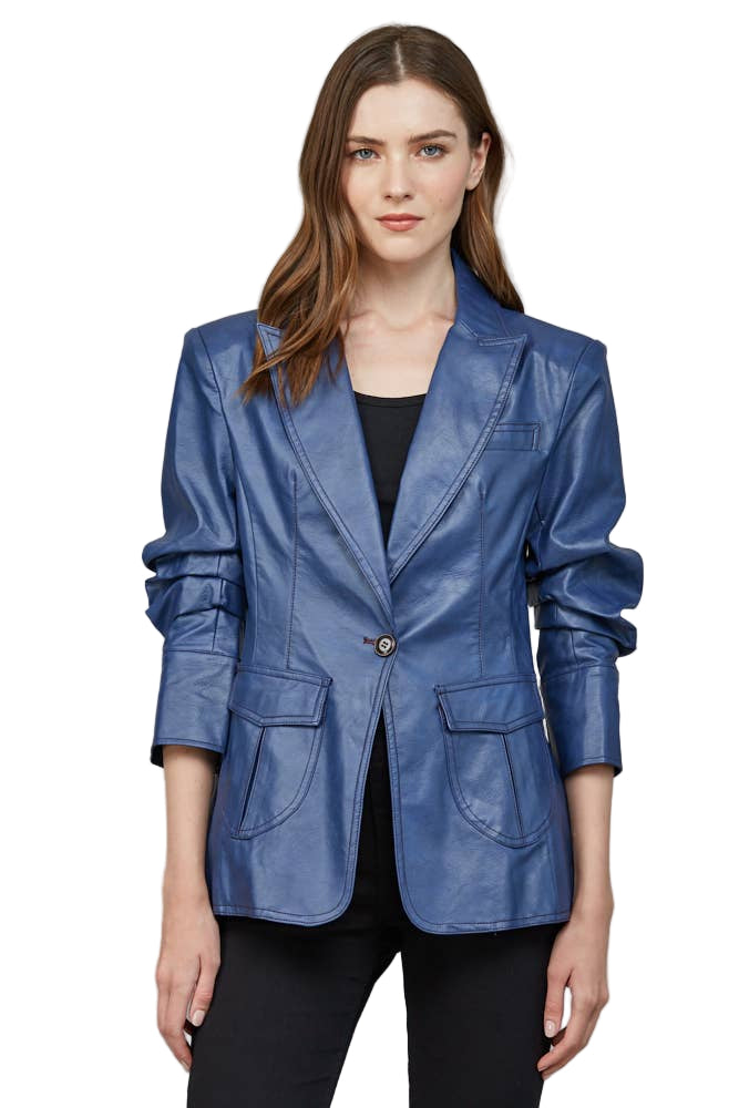 Faux Leather Blazer