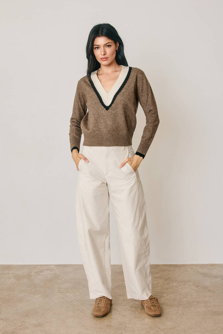 Valerie Varsity Deep V Sweater