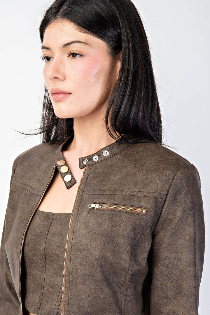 Vegan Leather Moto Jacket