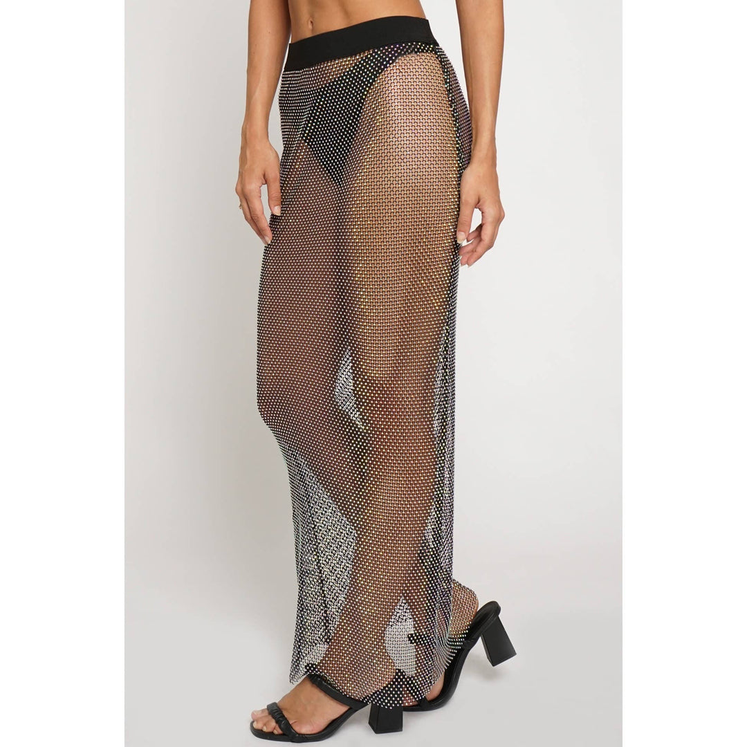 RHINESTONE MESH MAXI SKIRT