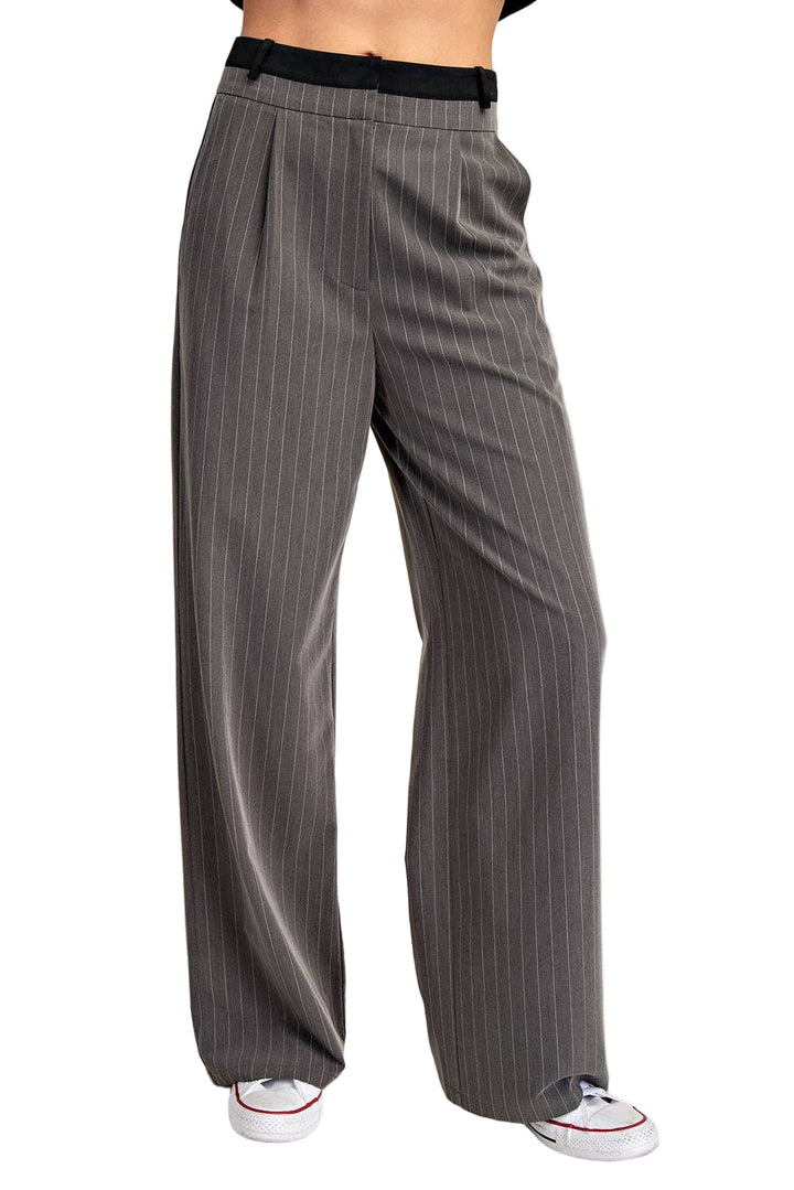 Double Waist Pants With Contrast Detail
