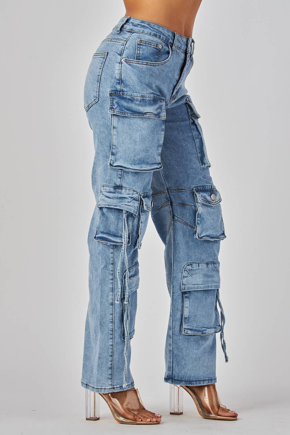 Multi Pocket Denim Cargo Pants