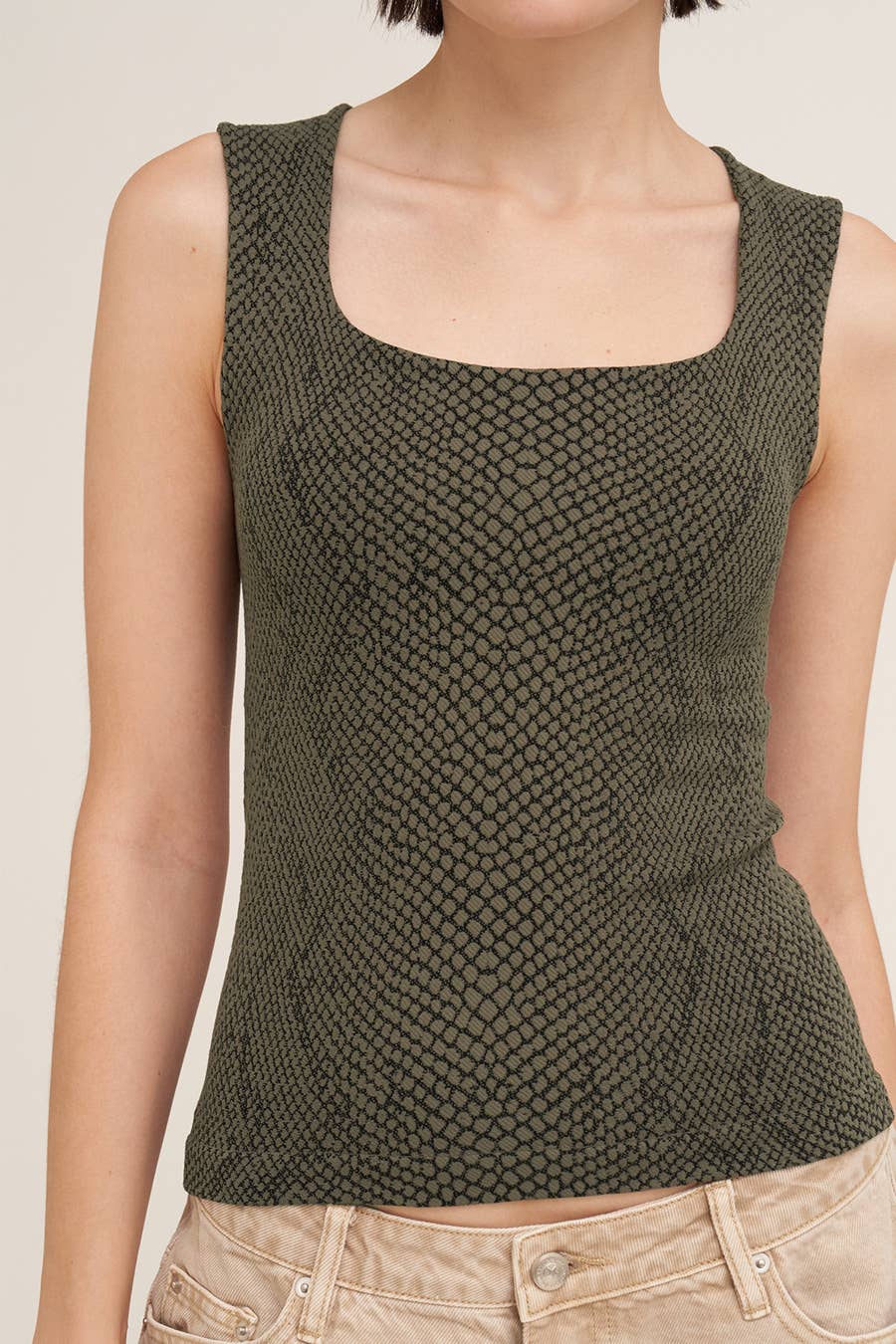 Snakeprint Square Neck Tank