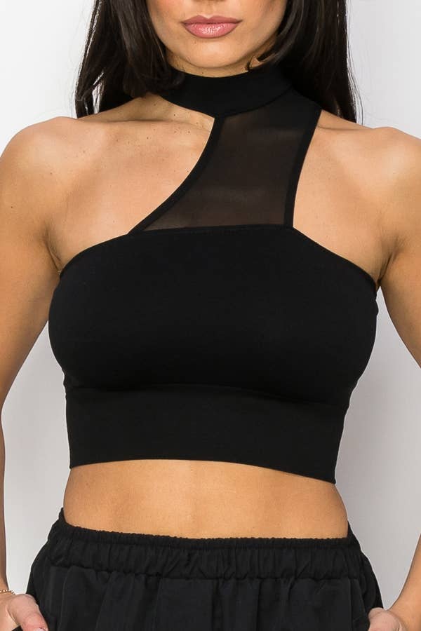 SLEEVELESS MOCKNECK CROP TOP