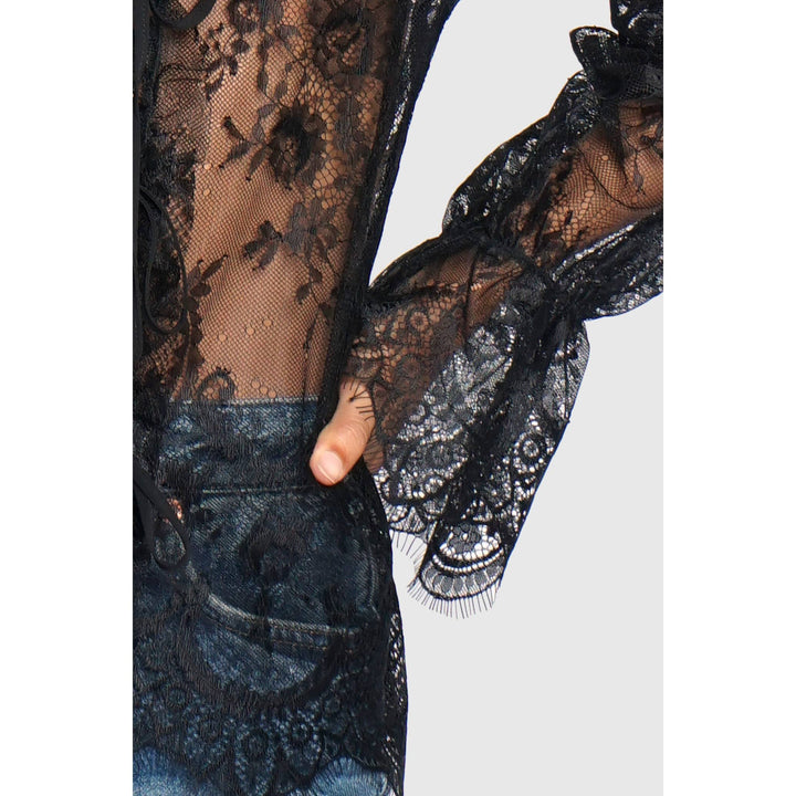 LACE TIE FRONT BLOUSE