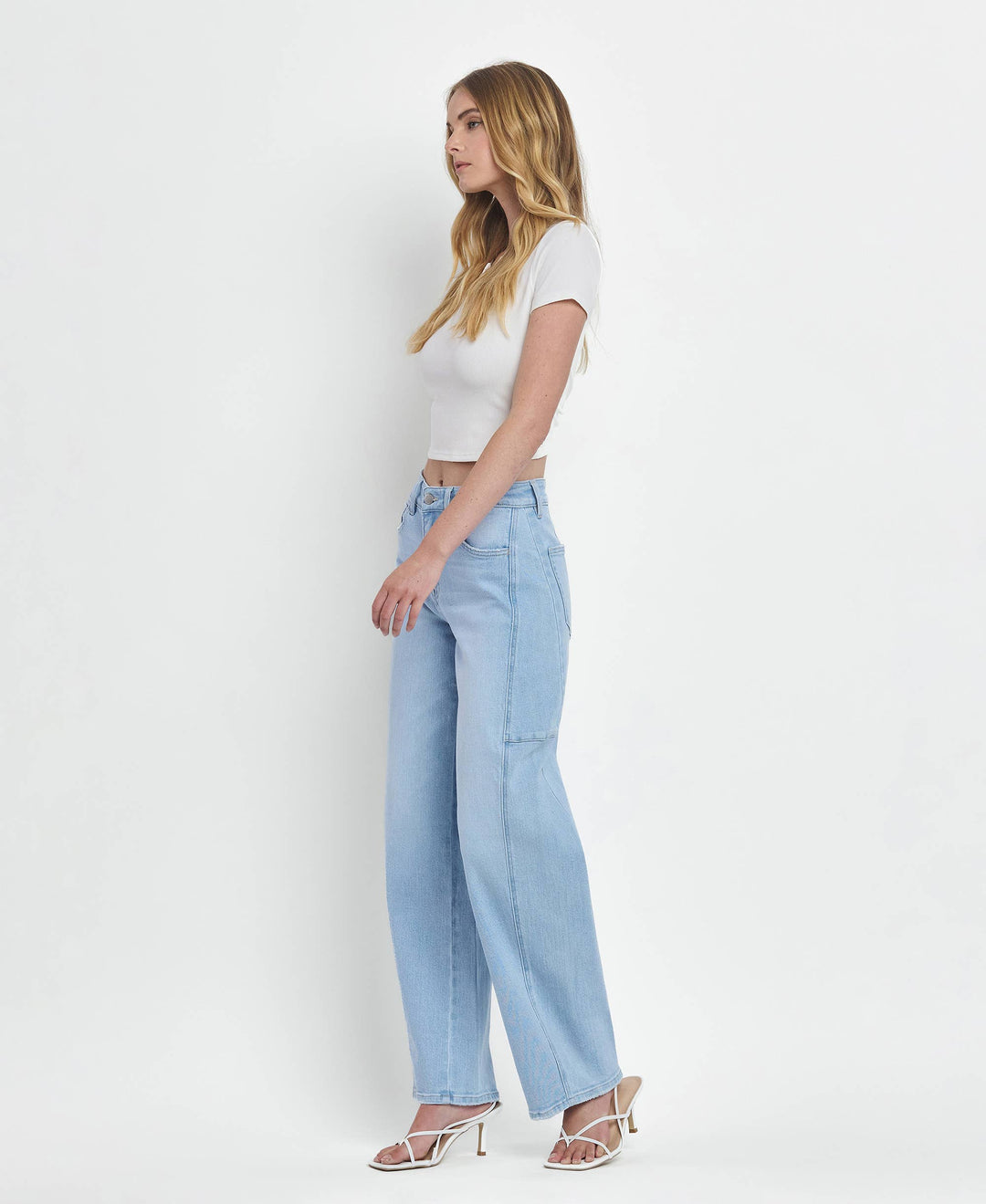 High Rise Light Wash Barrel Jeans