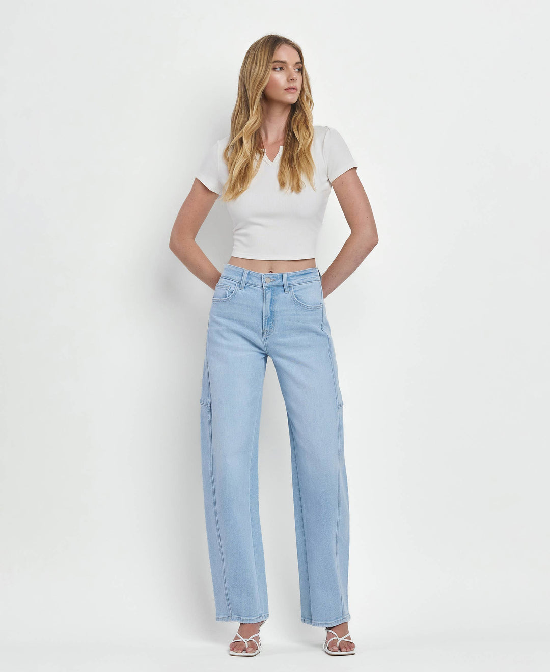 High Rise Light Wash Barrel Jeans