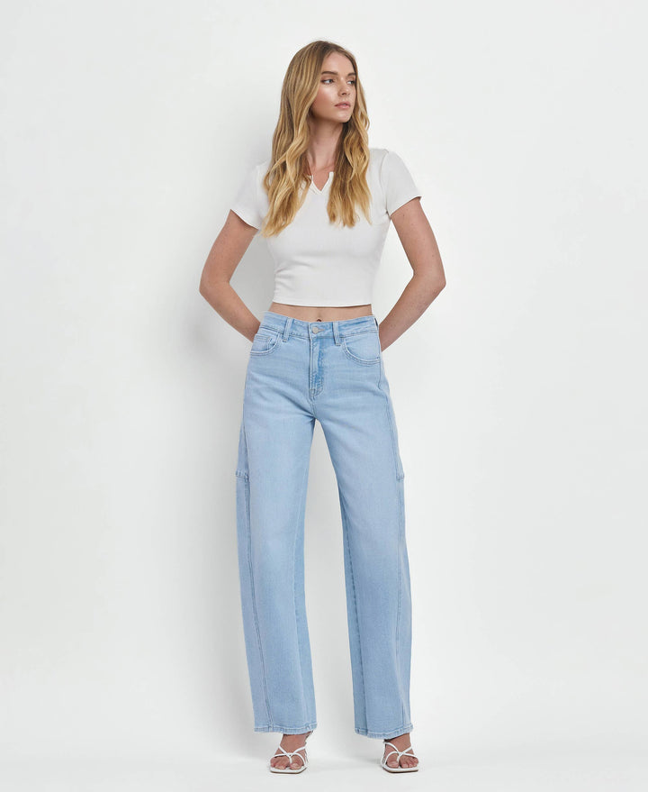 High Rise Light Wash Barrel Jeans