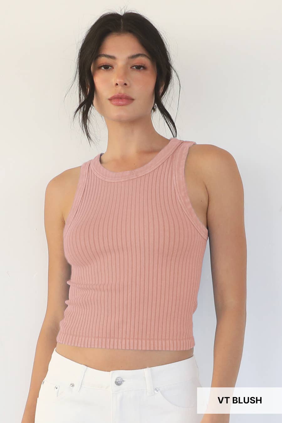 Washed Effect Ribbed Tank