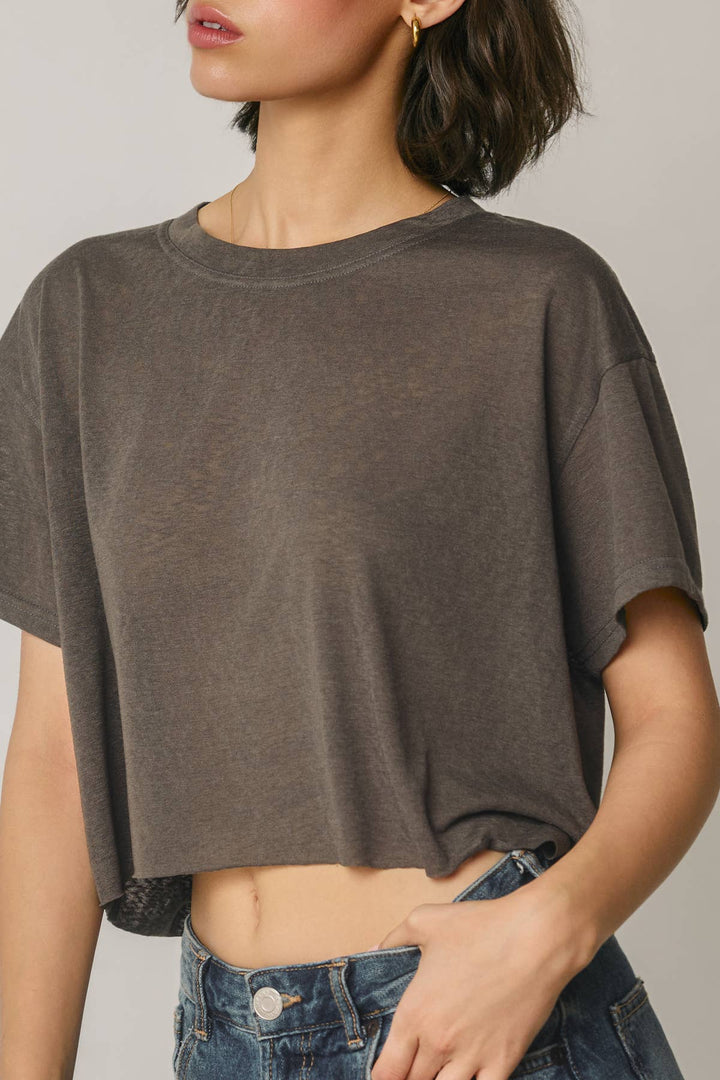 Cropped Raw Hem Tee