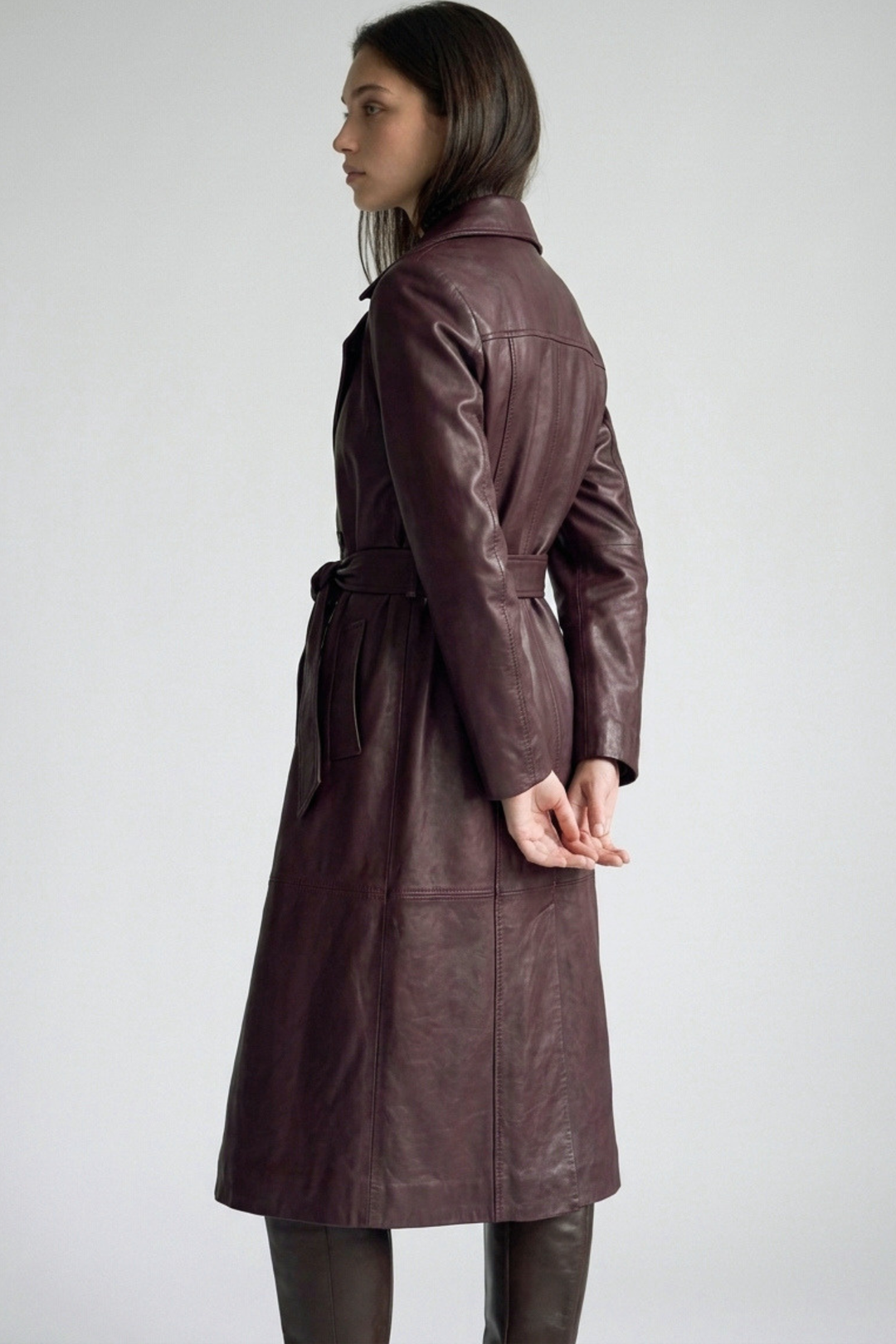 Leather trench coat