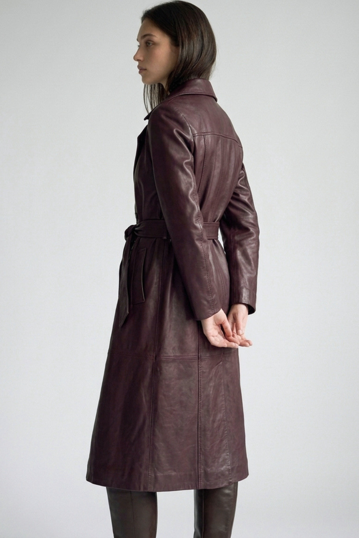 Leather trench coat