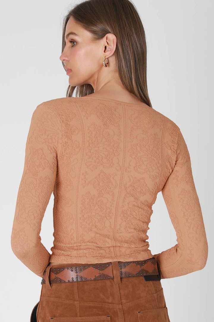 Lace Textured V Neck Top