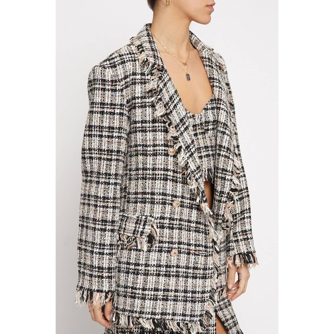 FRAYED EDGE BOUCLE BLAZER