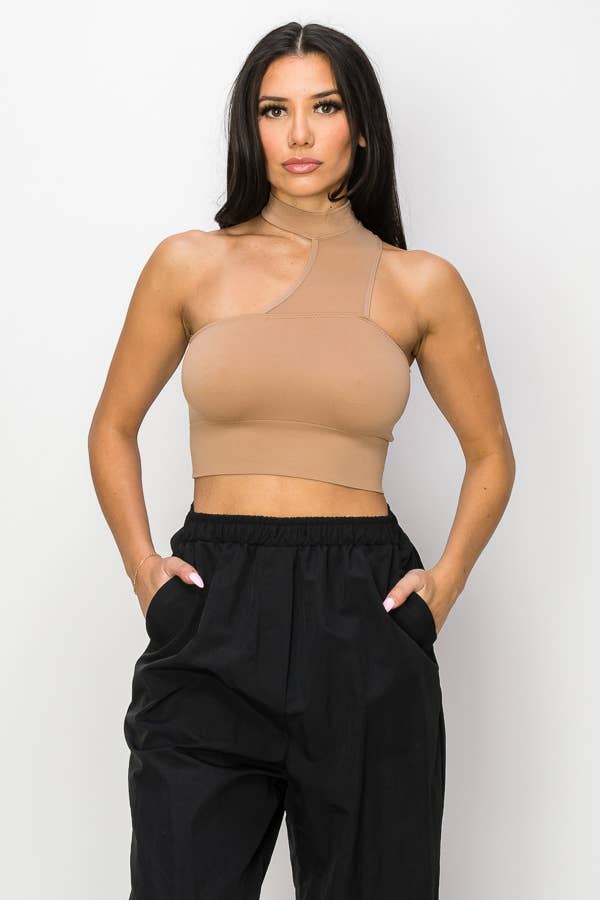 SLEEVELESS MOCKNECK CROP TOP