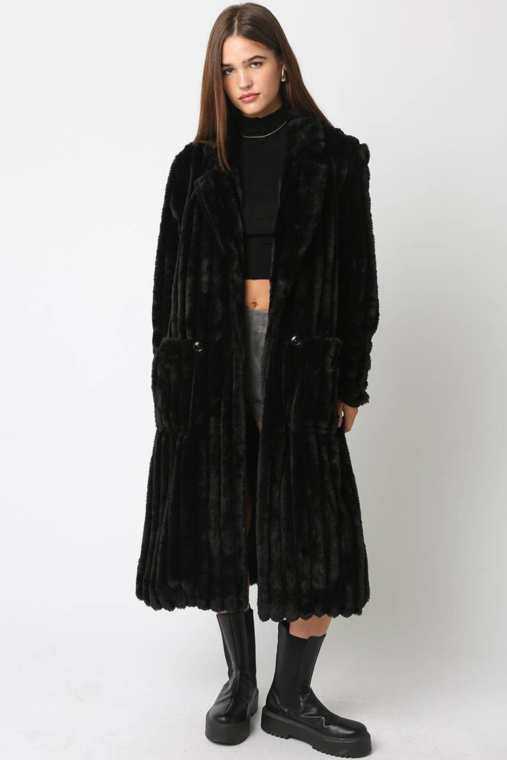 Devin Faux Fur Longline Coat