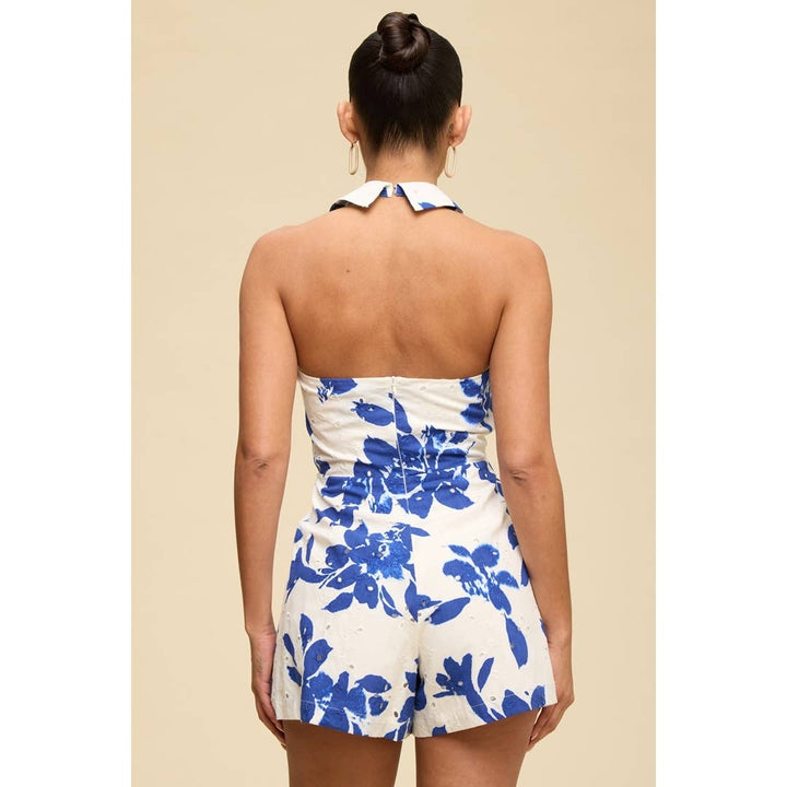 EYELET LACE TIE FRONT ROMPER