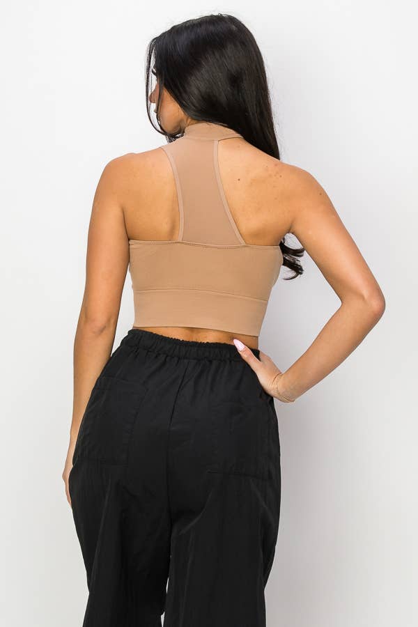 SLEEVELESS MOCKNECK CROP TOP