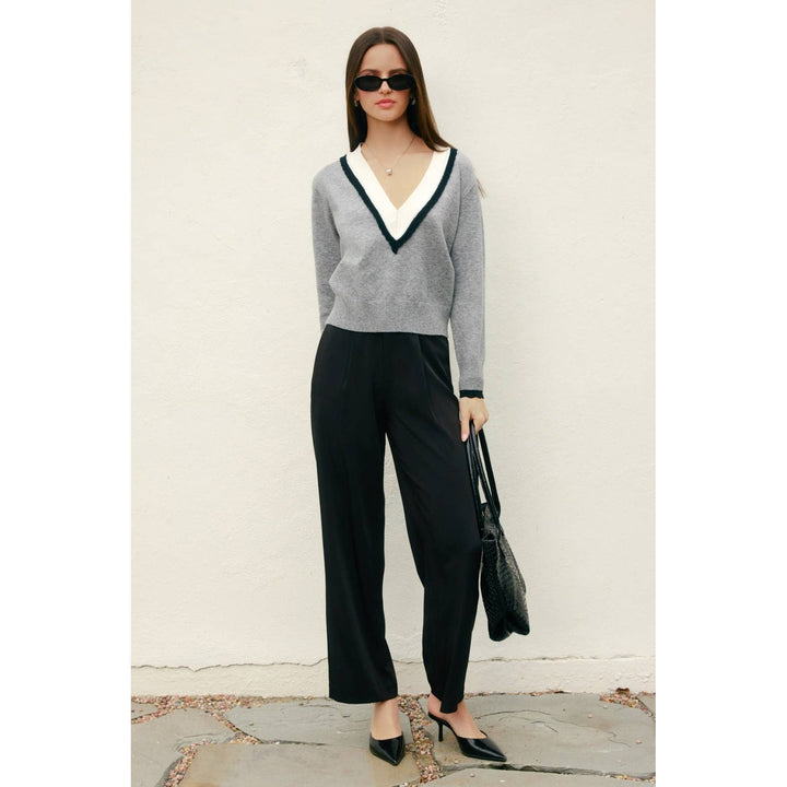 Valerie Varsity Deep V Sweater