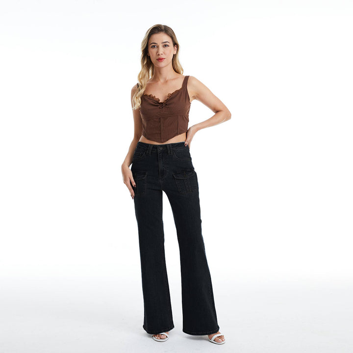 Black Utility Flared Jeans