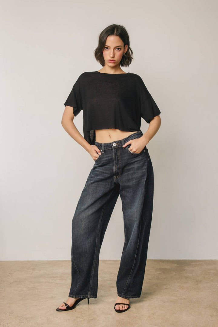 Cropped Raw Hem Tee