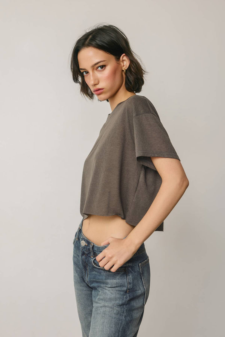 Cropped Raw Hem Tee
