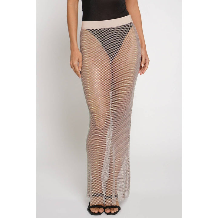 RHINESTONE MESH MAXI SKIRT