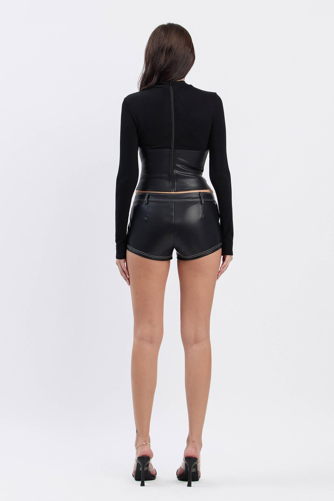 Mock Neck Top with Contrast Bodice