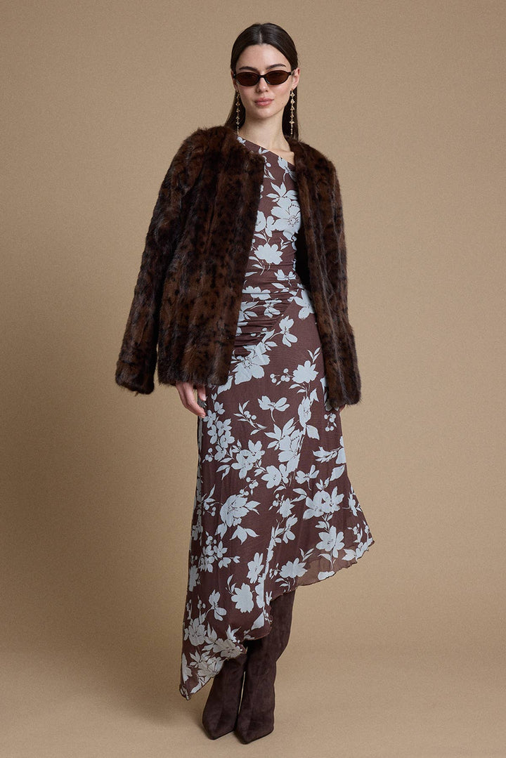 Mink Faux Fur Collarless Jacket