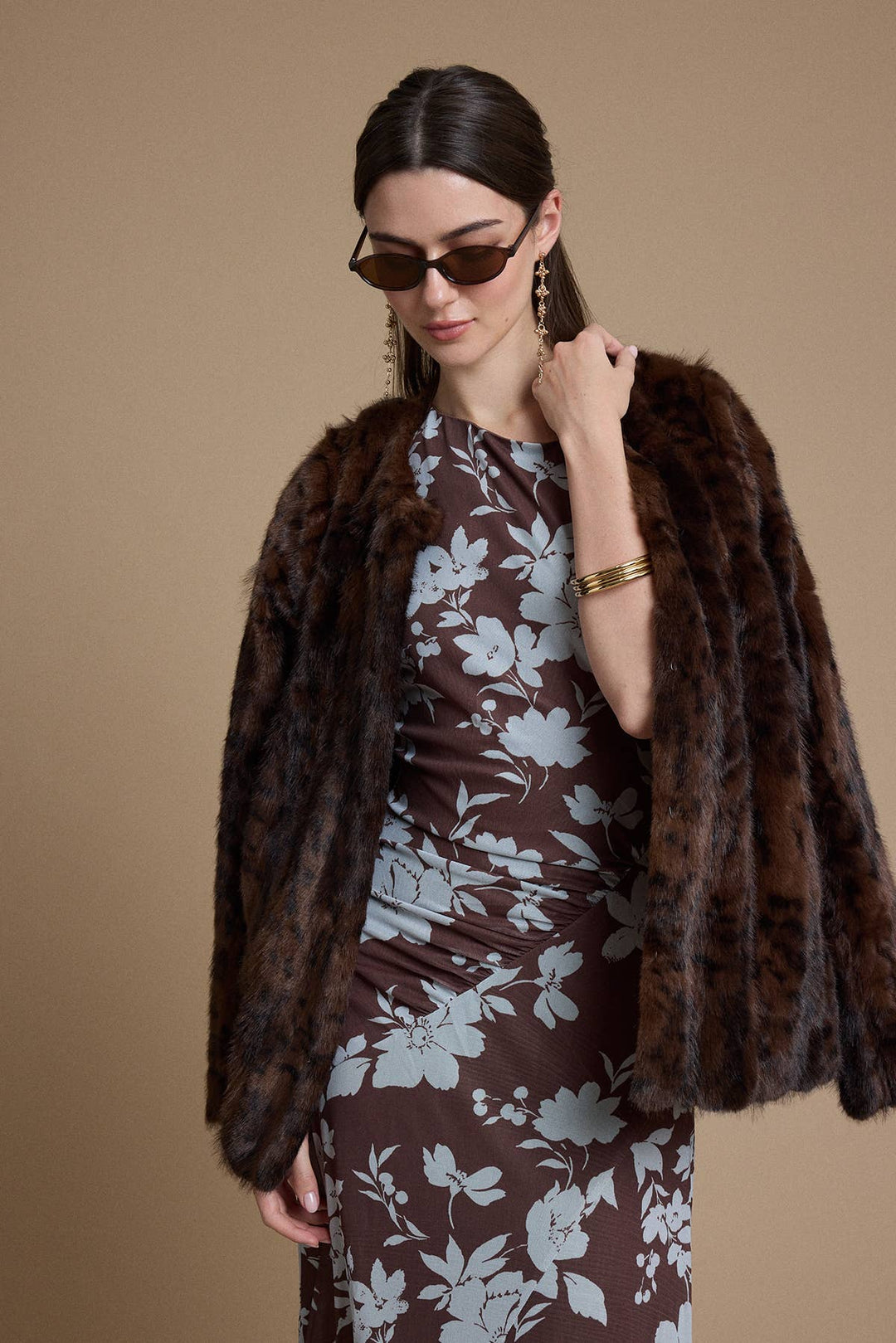 Mink Faux Fur Collarless Jacket
