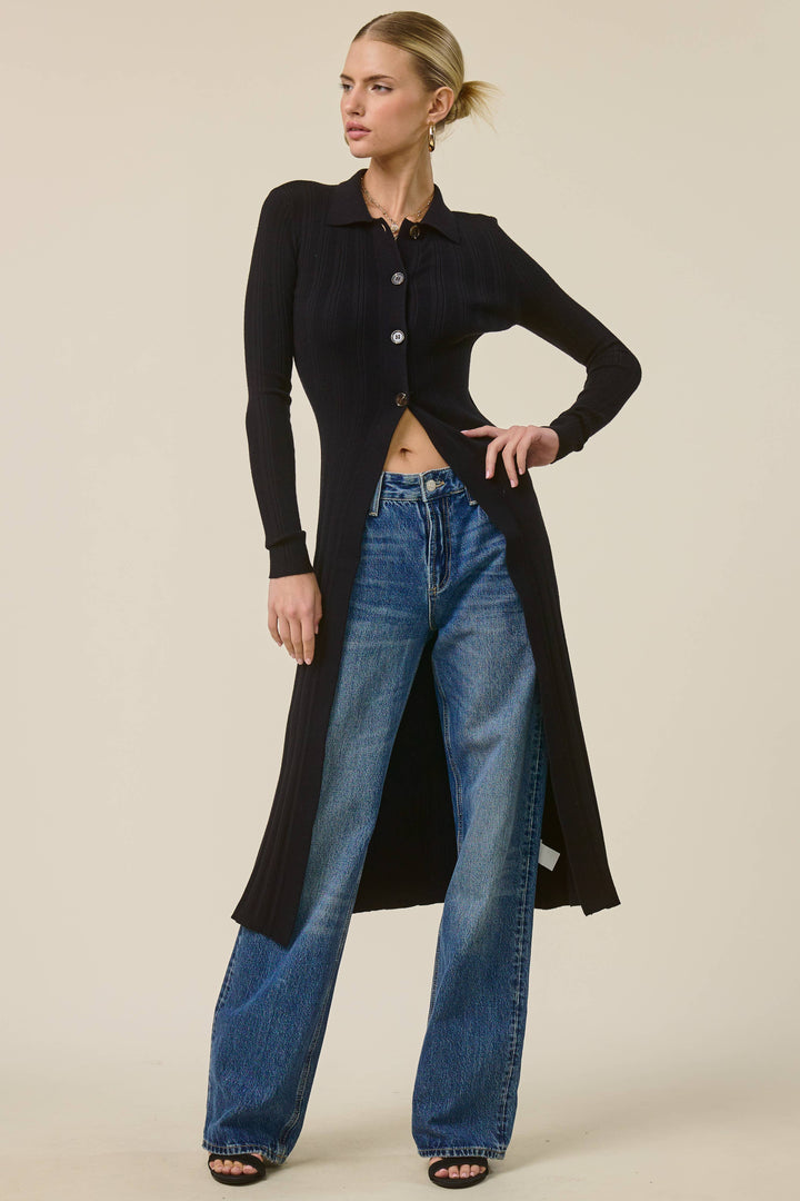 Collared  Knit Duster