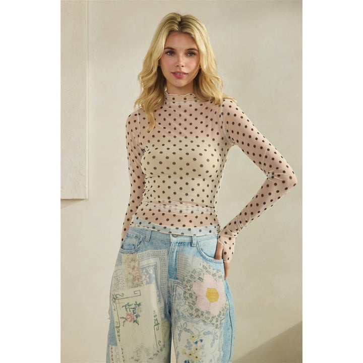 Mesh Long Sleeve Sheer Top