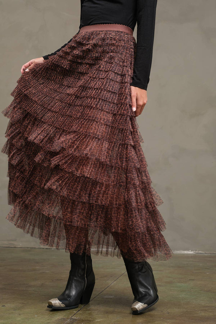 Mesh Leopard Maxi Skirt