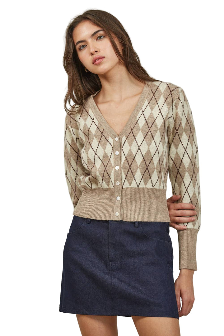 Argyle V-Neck Cardigan