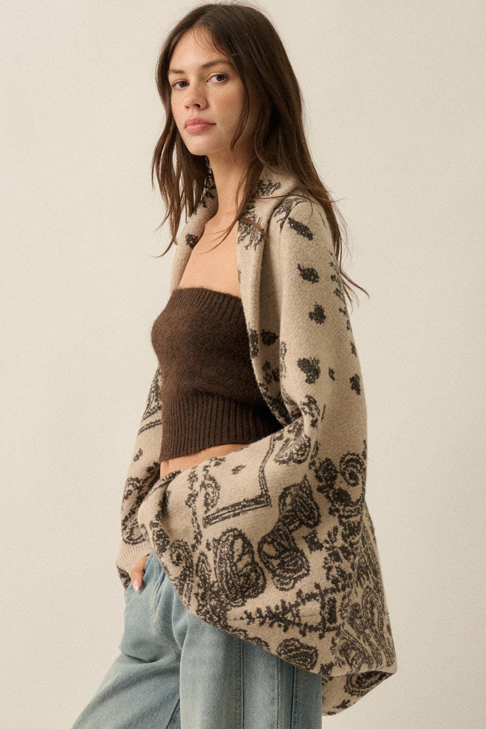 Paisley Bandana Sweater Shrug Cardigan