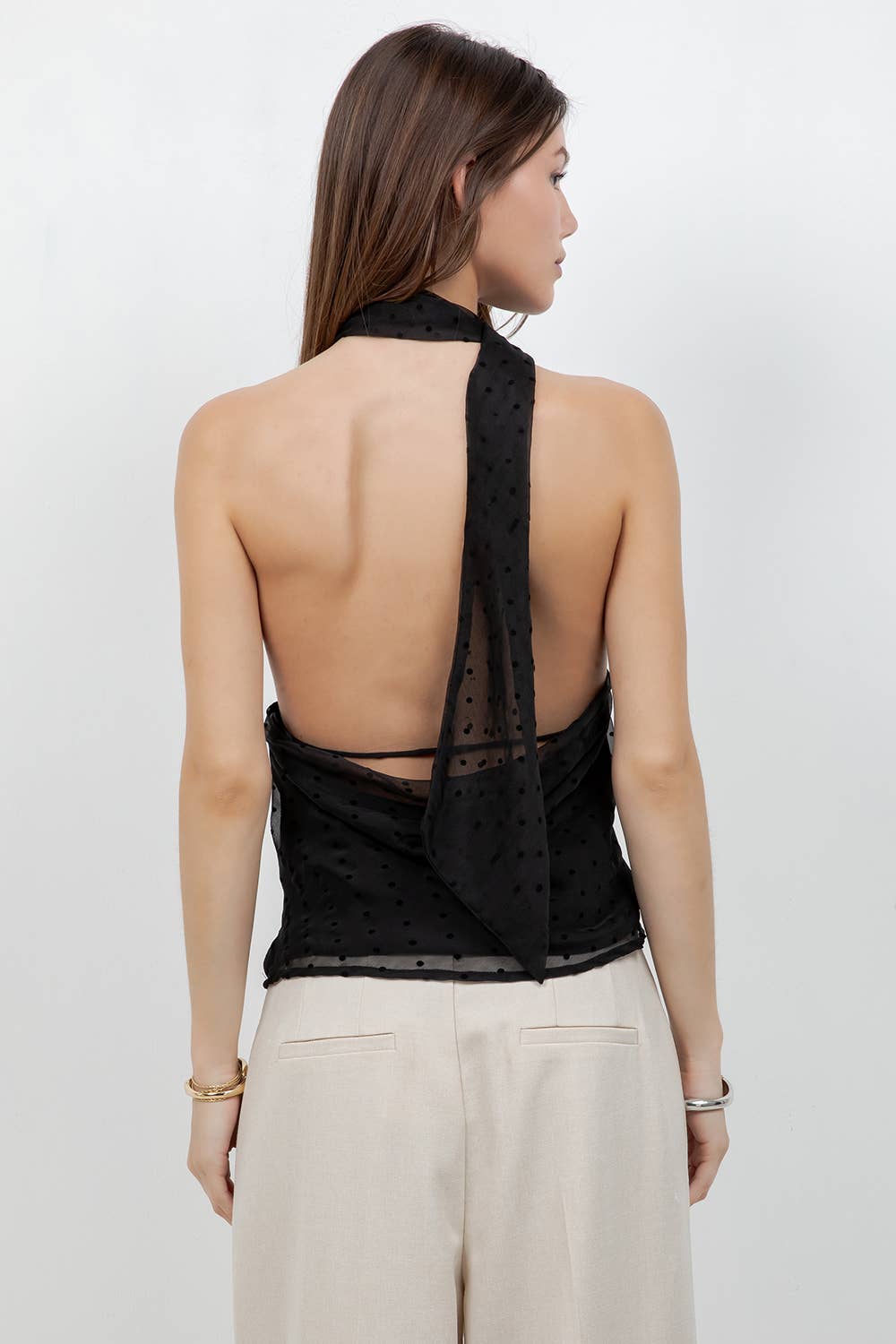 Polka Dot Cowl Neck Tank Top