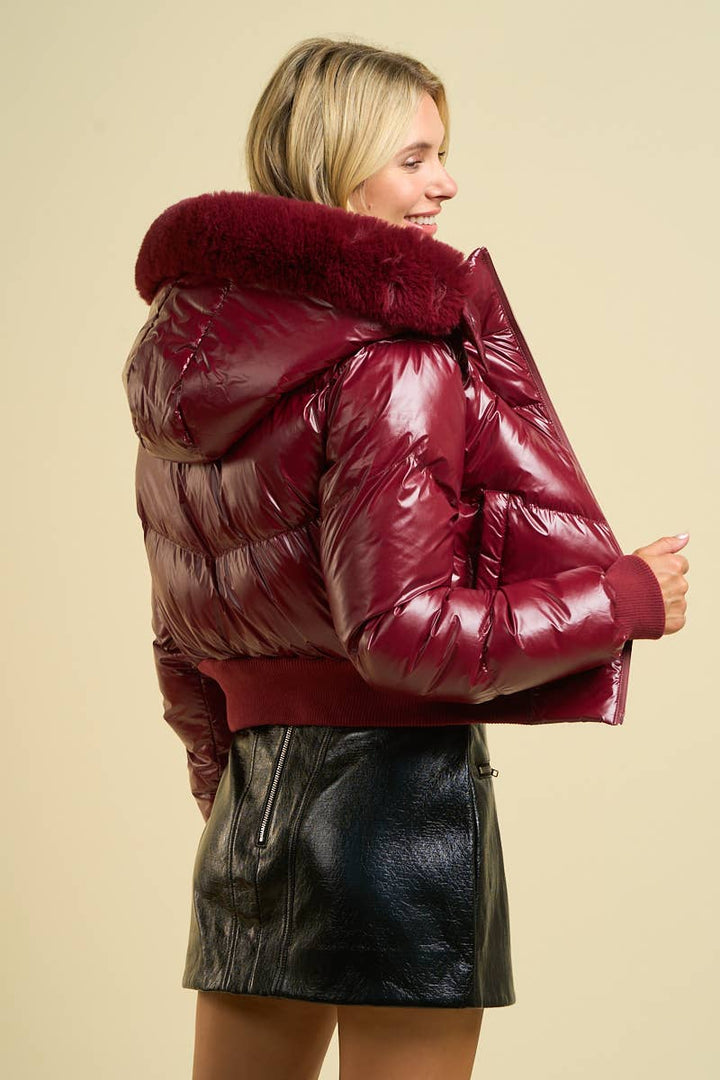 Puffer Jacket with Faux Fur Hood