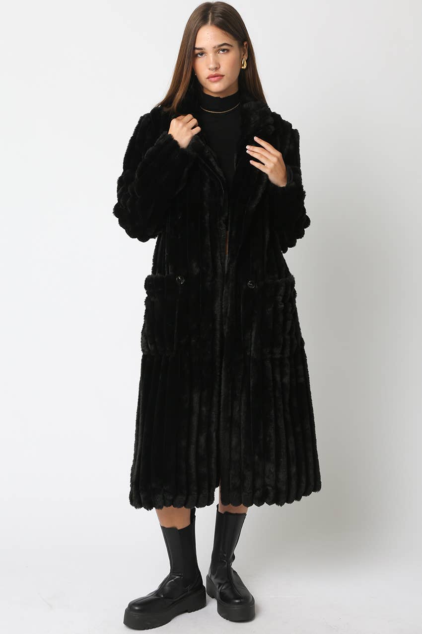 Devin Faux Fur Longline Coat