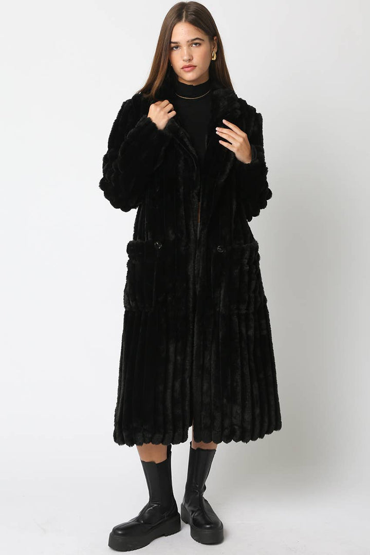Devin Faux Fur Longline Coat