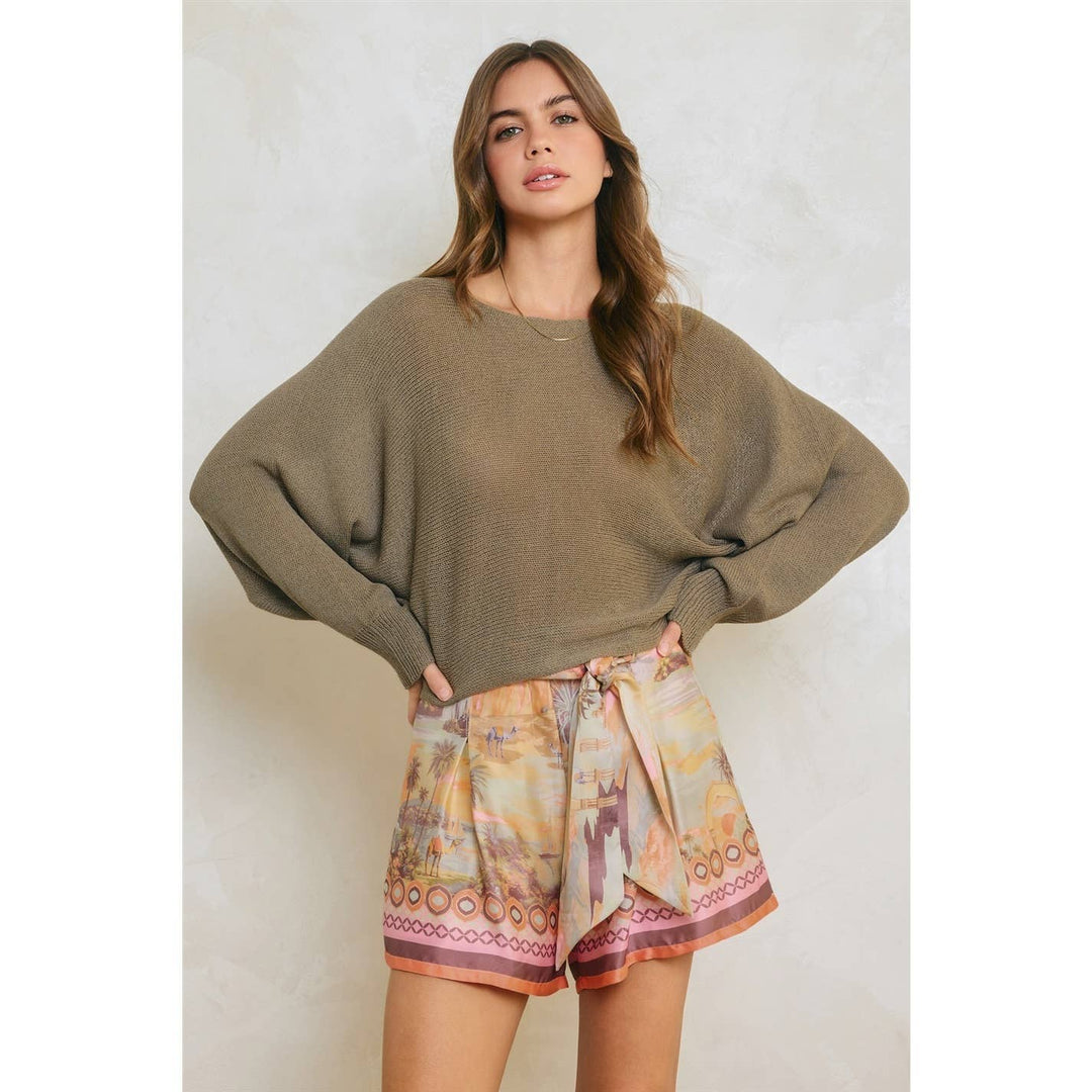 Border Print Belted Trouser Shorts