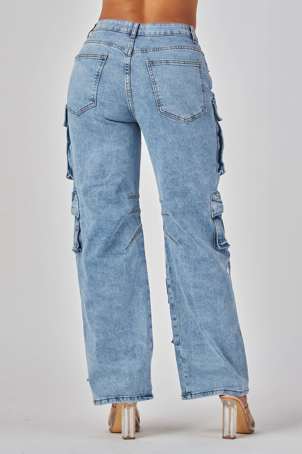 Multi Pocket Denim Cargo Pants