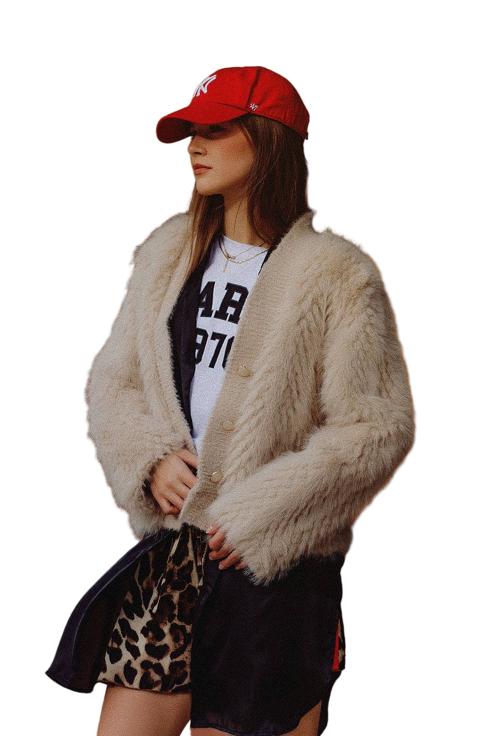 Cropped Jacket in beige in fine fur