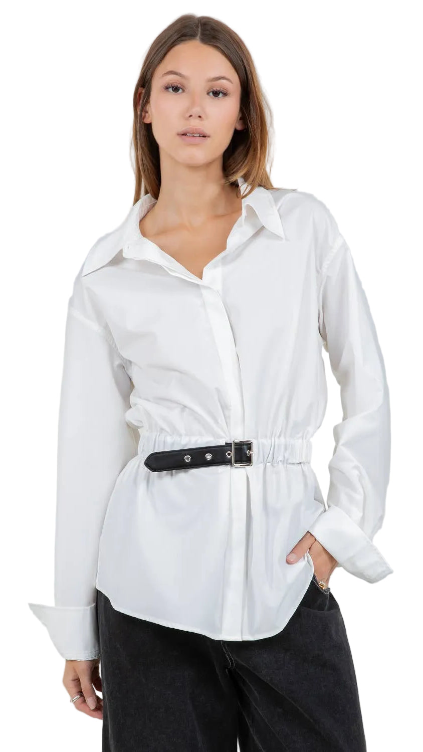 Button Down Shirt with Belt