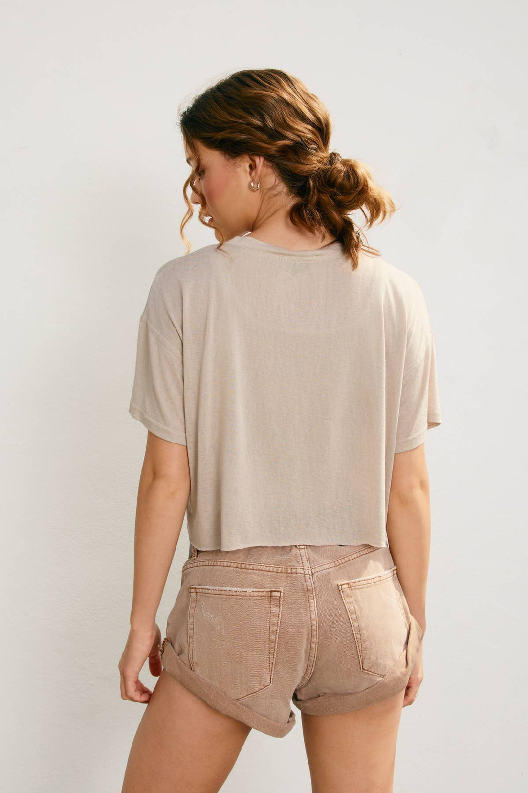 Cropped Raw Hem Tee