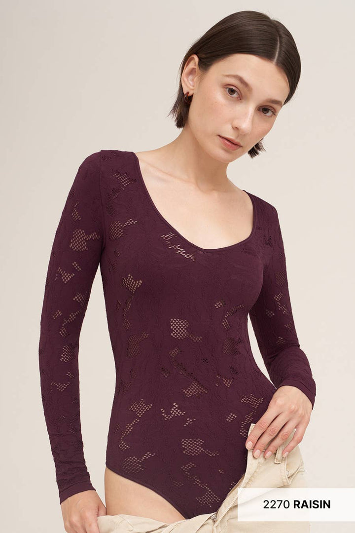 Lace Textured Bodysuit