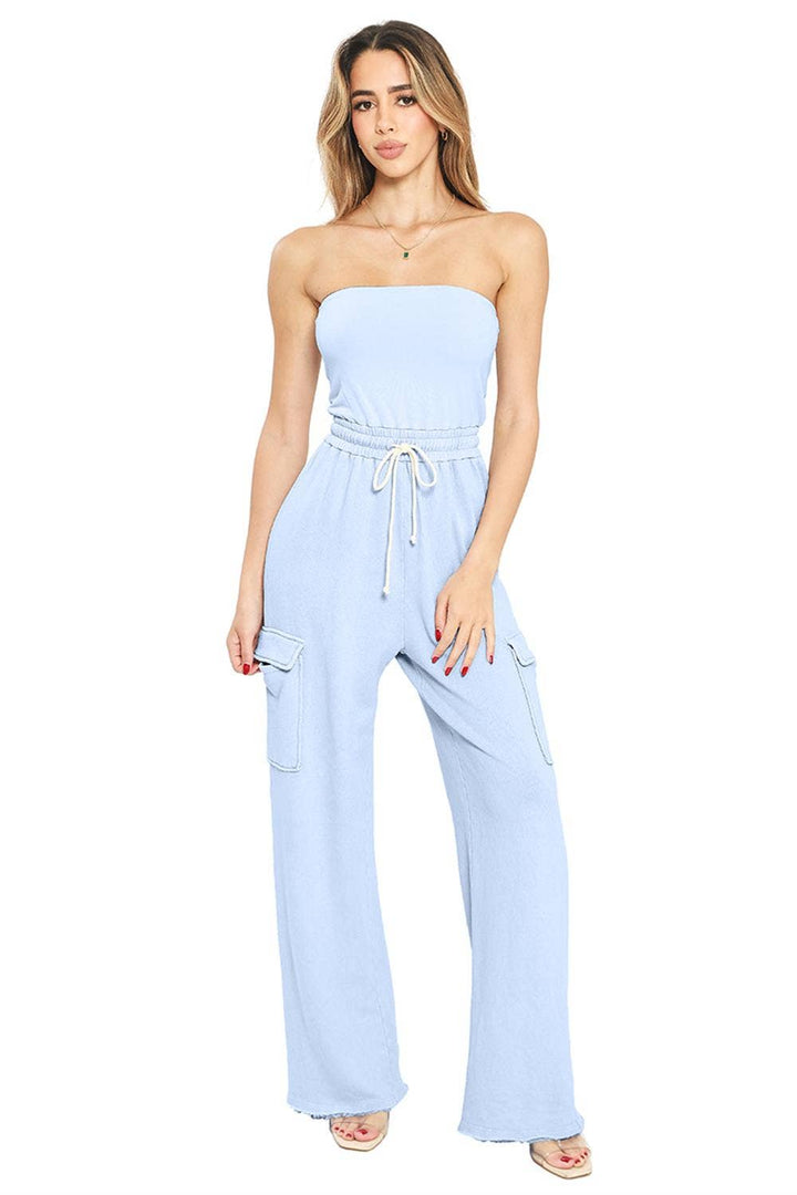 Mineral Washed Straples Jumpsuit