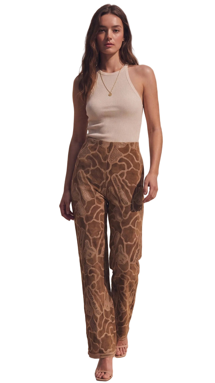 Suede Crochet Detail Pants
