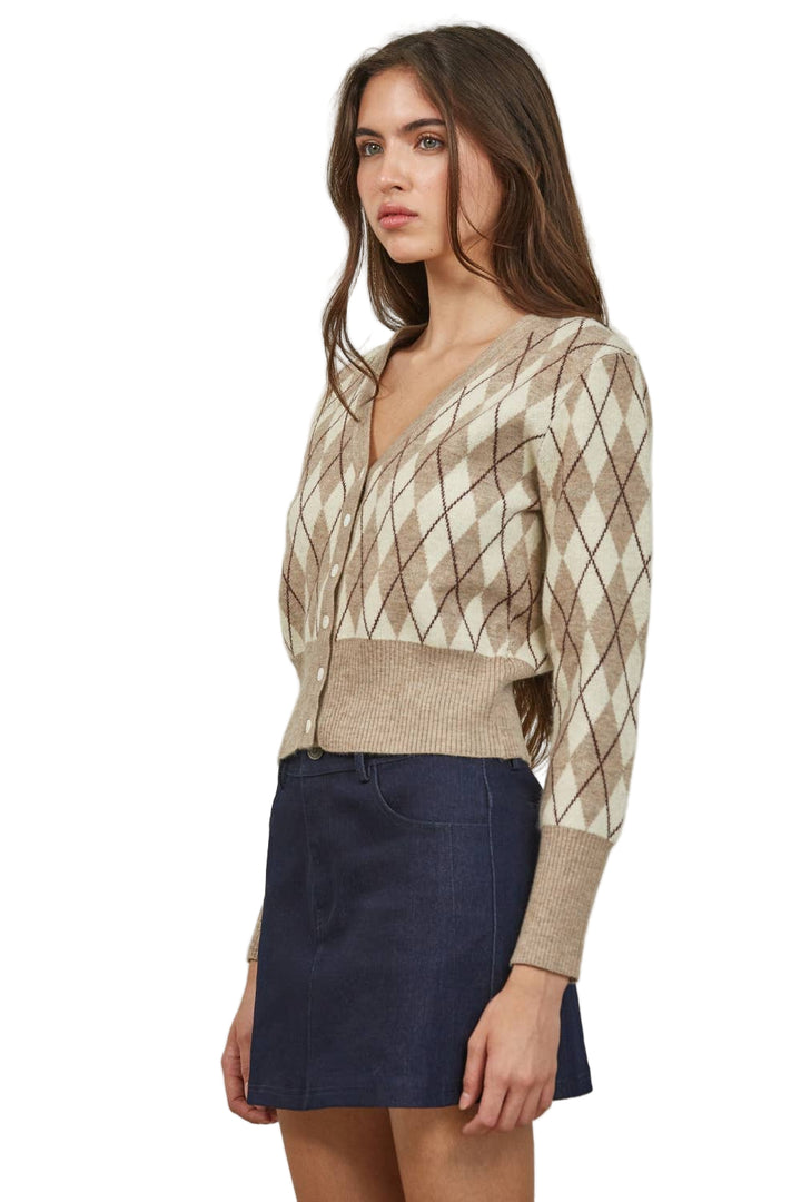 Argyle V-Neck Cardigan